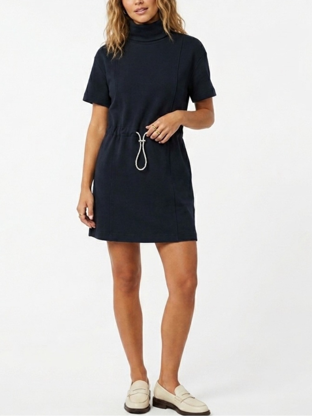 Varley • Sophie Black Dress with Drawstring